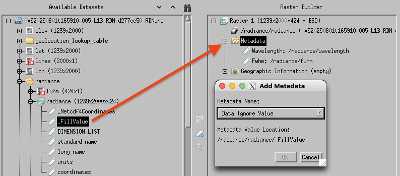 Dataset field - fill value