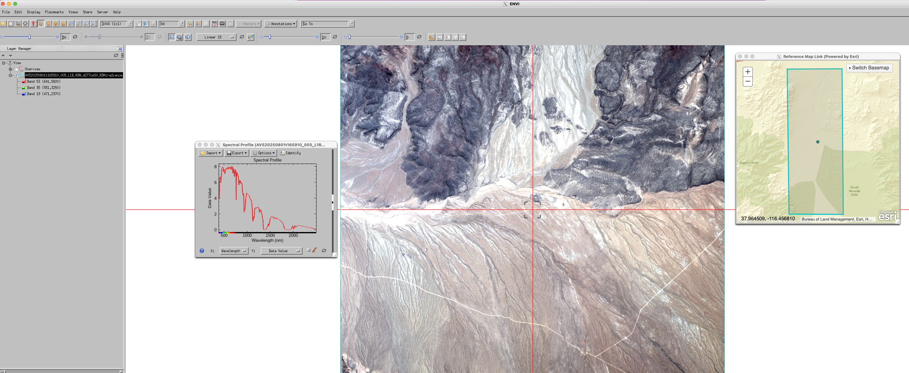 Image displayed in ENVI