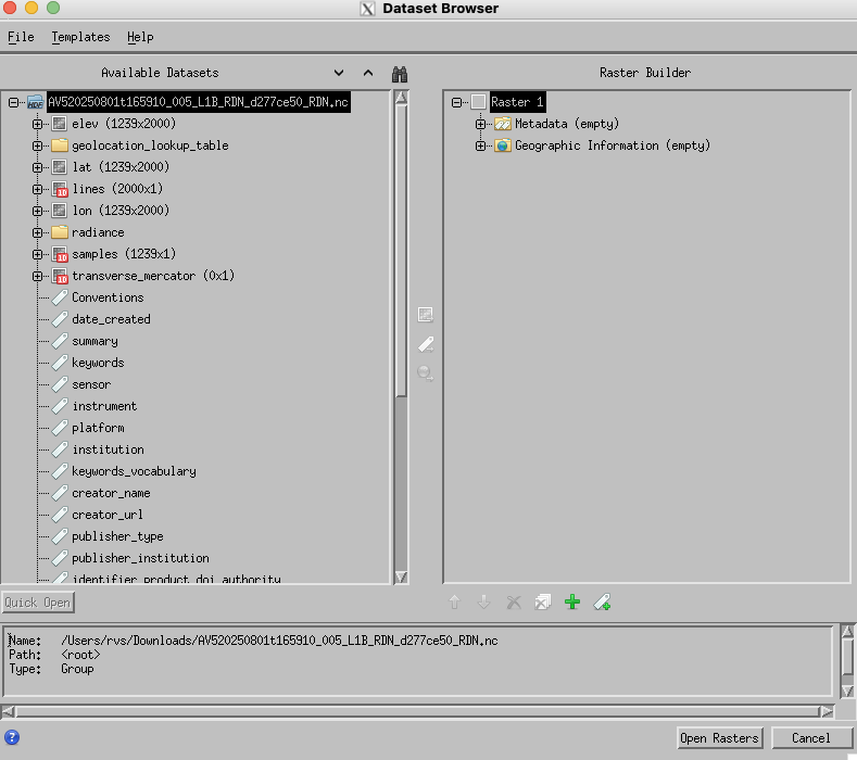 ENVI data browser